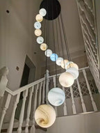 Nordic Planet Multi-Light Globe Staircase Chandelier