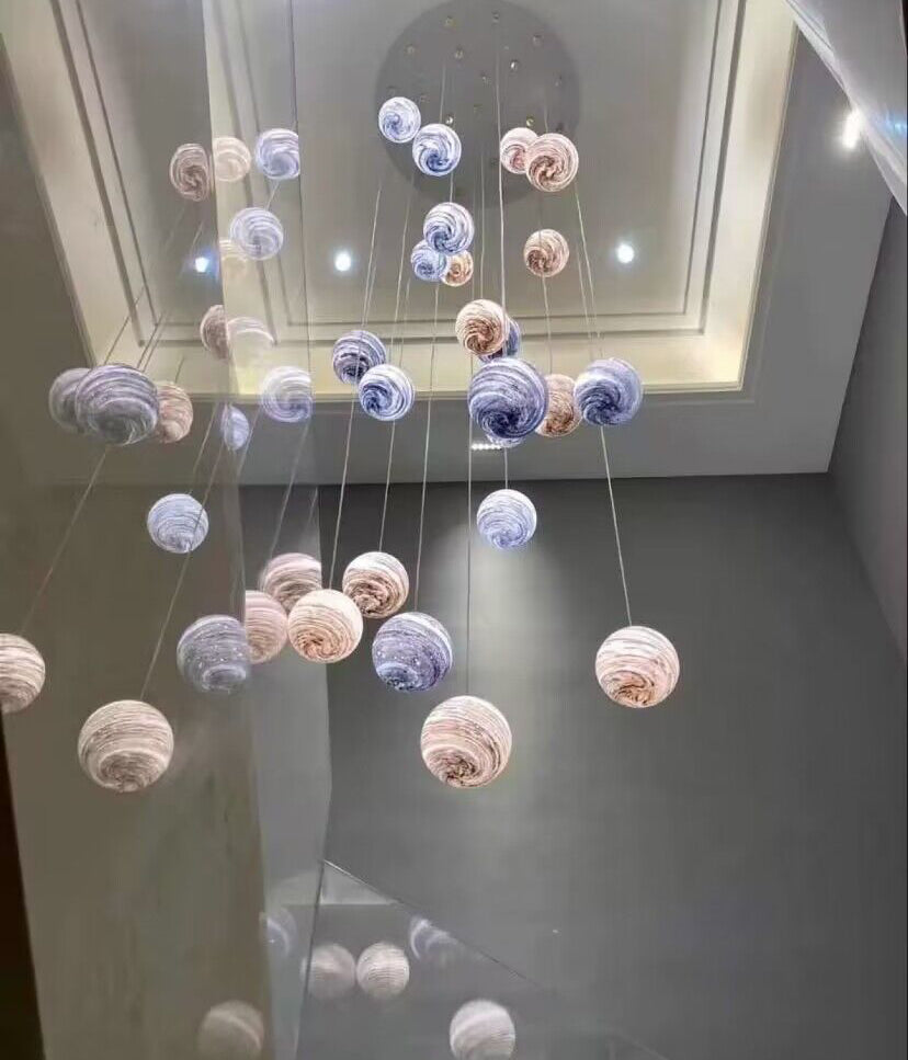 Nordic Planet Multi-Light Globe Staircase Chandelier