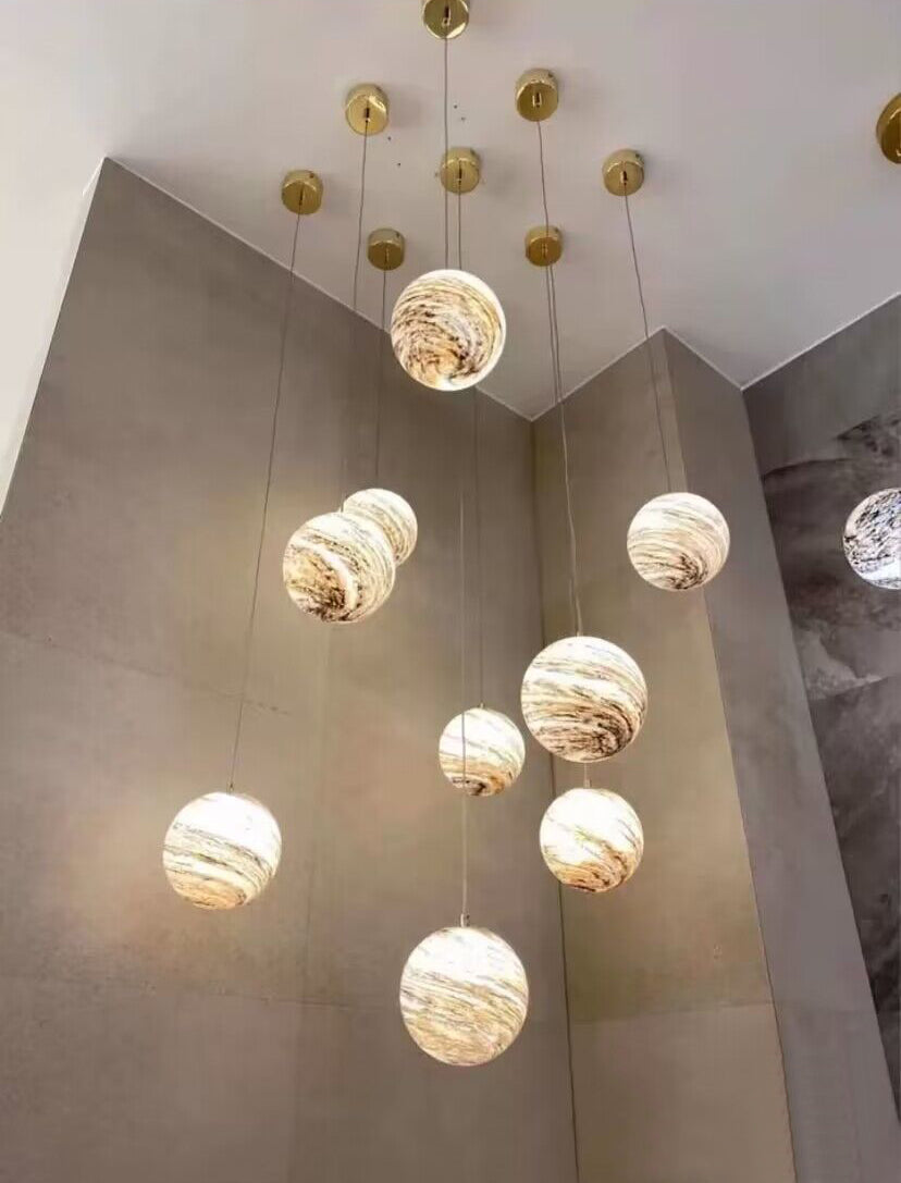 Nordic Planet Multi-Light Globe Staircase Chandelier