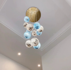 Nordic Planet Multi-Light Globe Staircase Chandelier