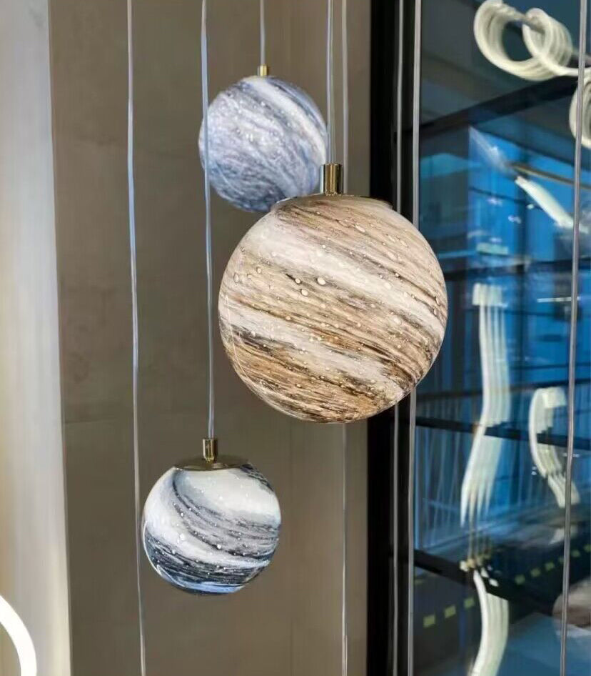 Nordic Planet Multi-Light Globe Staircase Chandelier