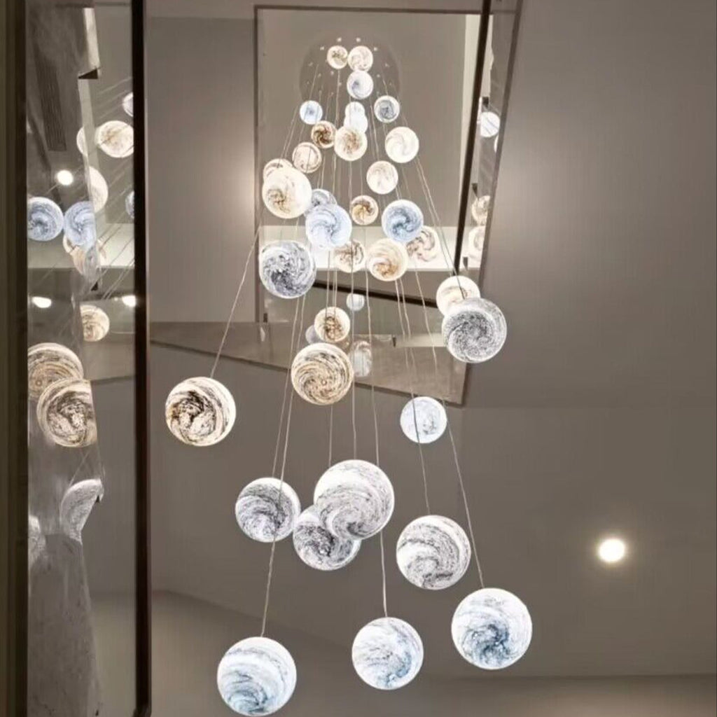 Nordic Planet Multi-Light Globe Staircase Chandelier