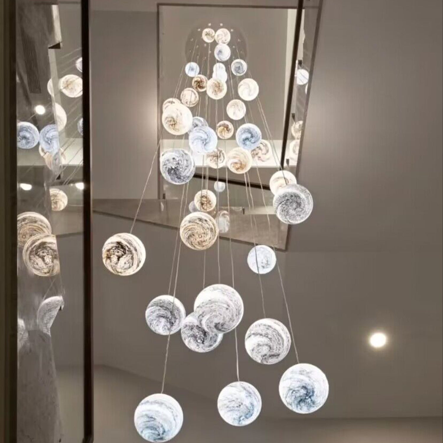 Nordic Planet Multi-Light Globe Staircase Chandelier