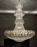 Oversized Luxury Multi-Layers Gold Crystal Chandelier for High-Ceiling Living Room / foyer