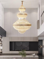 Extra Large Multi-Layers Gold Luxury Crystal Chandelier Modern Empire Decorative Crystal Light for Living Room