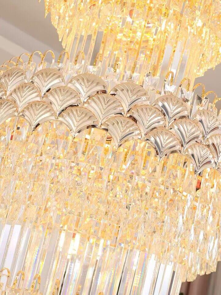 Extra Large Multi-Layers Gold Luxury Crystal Chandelier Modern Empire Decorative Crystal Light for Living Room