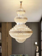Extra Large Multi-Layers Gold Luxury Crystal Chandelier Modern Empire Decorative Crystal Light for Living Room