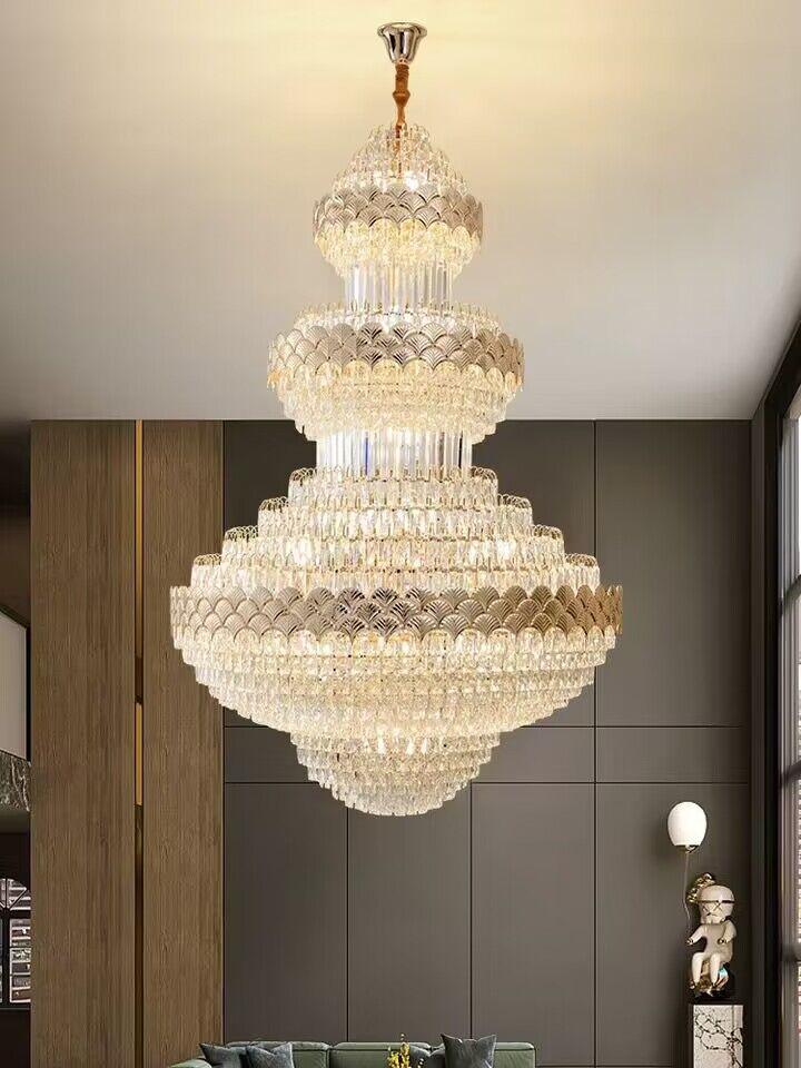 Extra Large Multi-Layers Gold Luxury Crystal Chandelier Modern Empire Decorative Crystal Light for Living Room