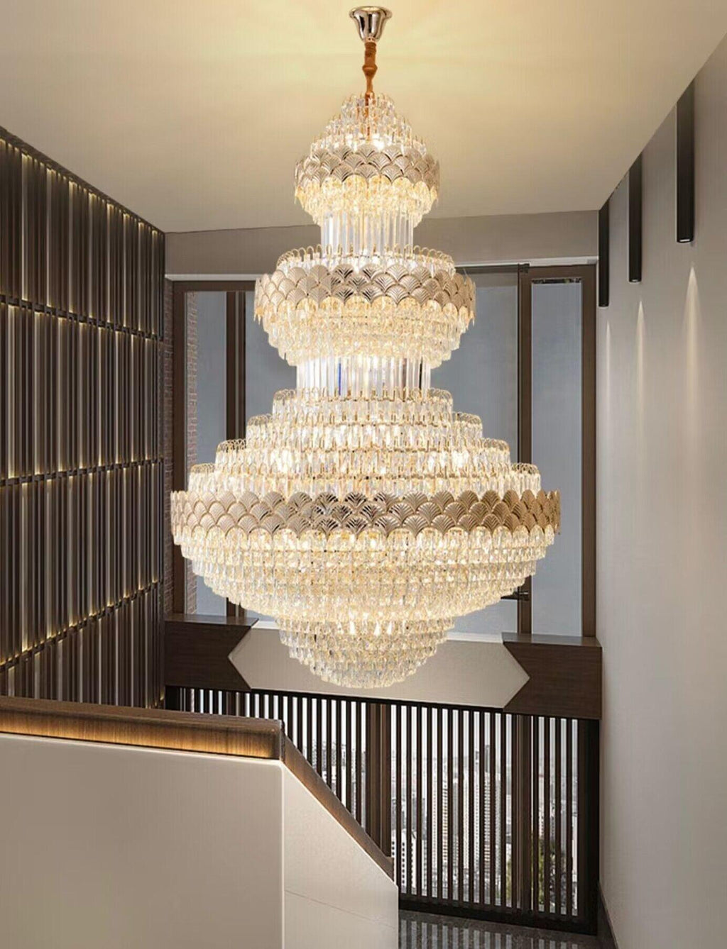 Extra Large Multi-Layers Gold Luxury Crystal Chandelier Modern Empire Decorative Crystal Light for Living Room