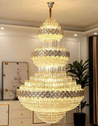 Extra Large Multi-Layers Gold Luxury Crystal Chandelier Modern Empire Decorative Crystal Light for Living Room