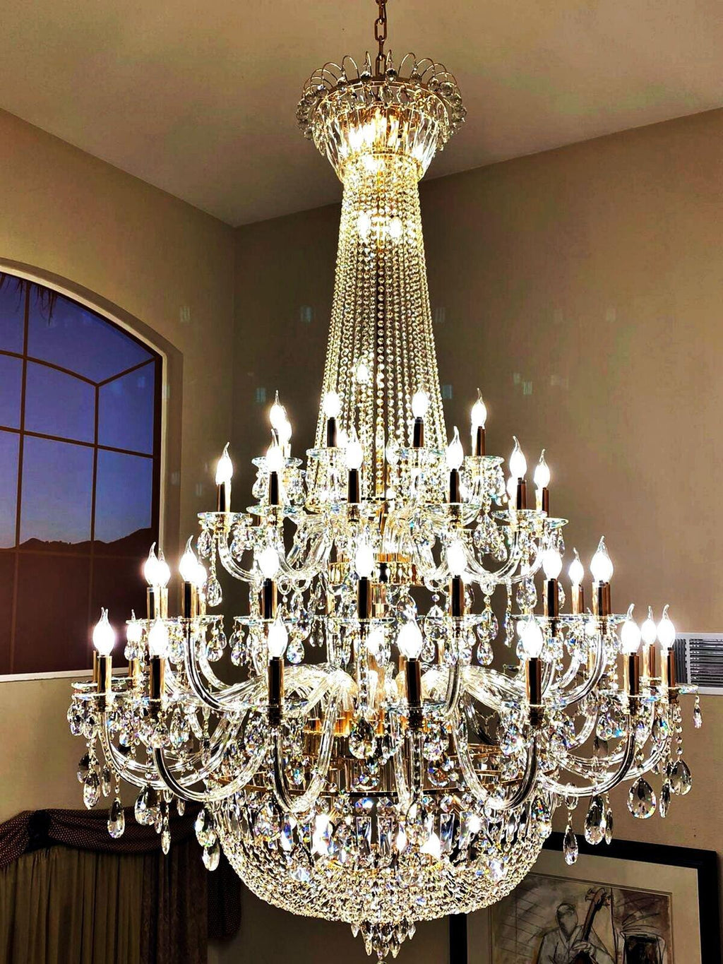 Extra Large European-Style Multi-Layers Candle Luxury Crystal Chandelier Gold Art Foyer / staircase Decorative