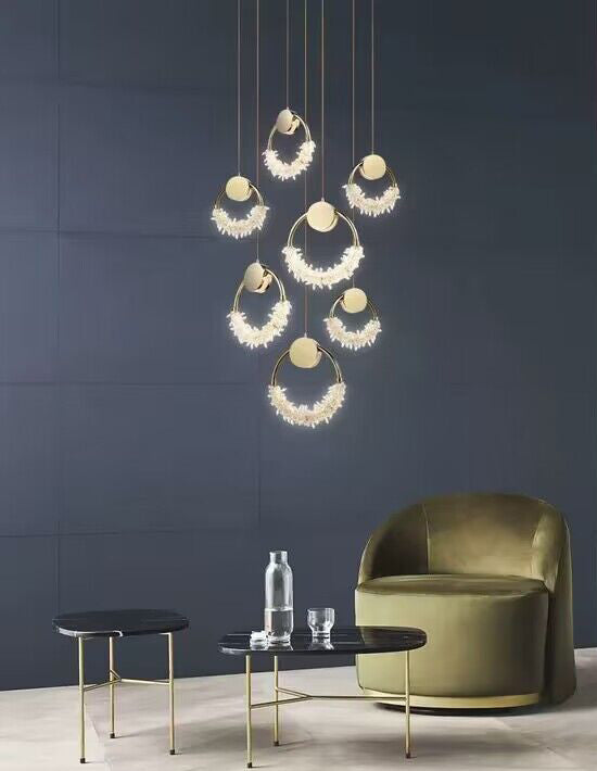 Modern Crystal Butterfly Pendant Light with Gold / chrome Finish Stainless Steel Frame LED
