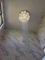 Oversized Modern Cascade Spiral Crystal Staircase Chandelier for Duplex Building
