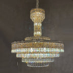 Luxury Multi-Tier Round Honeycomb Crystal Chandelier with Stainless Steel Finish for Foyer Living Room