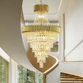 Extra Large Modern Spiral Multi-Layer Crystal Chandelier with Gold or Black Finish, High-Quality Materials for