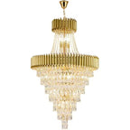 Extra Large Modern Spiral Multi-Layer Crystal Chandelier with Gold or Black Finish, High-Quality Materials for