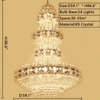 Oversized Luxury Multi-Layers Gold Crystal Chandelier for High-Ceiling Living Room / foyer