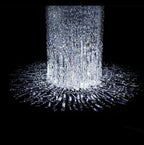 Oversized Silver Crystal Long Ceiling Chandelier Art Designer Column Waterfall Decorative