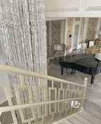 Oversized Silver Crystal Long Ceiling Chandelier Art Designer Column Waterfall Decorative
