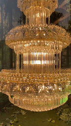 Golden Era Oversized 3-Tiered Art Empire Crystal Chandelier Traditional Luxury Foyer / hallway Ceiling Light