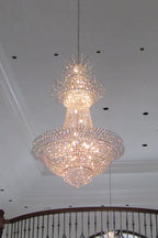 Empire Extra Large French Classic Multi-Tiered Crystal Chandelier with Metal Finish and Lotus-Shaped Design