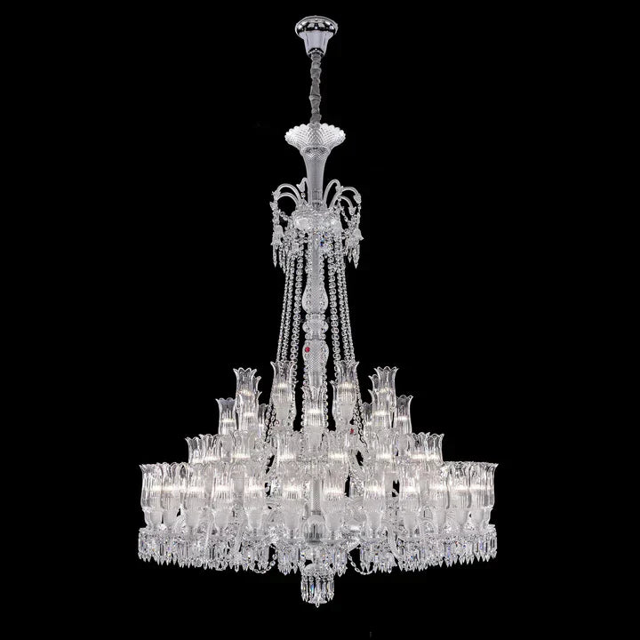 Multi Layer Chrome Crystal Chandelier in French Style with Romantic Branch Flowers for Grand Hallway and