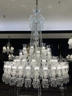 Multi Layer Chrome Crystal Chandelier in French Style with Romantic Branch Flowers for Grand Hallway and
