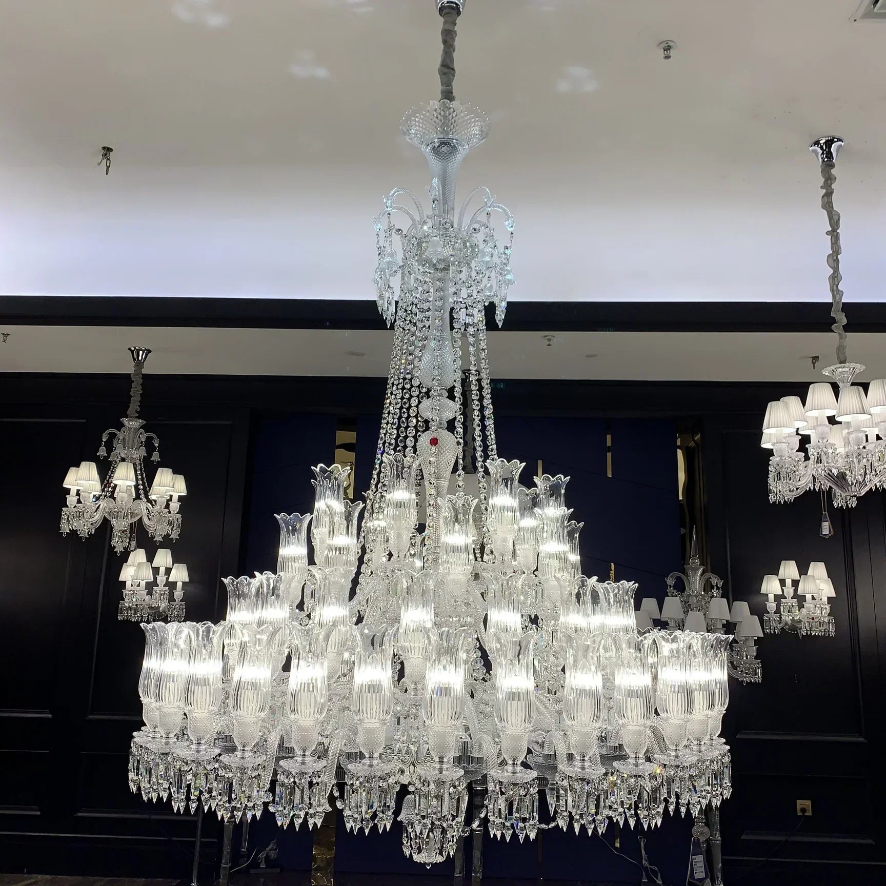 Multi Layer Chrome Crystal Chandelier in French Style with Romantic Branch Flowers for Grand Hallway and
