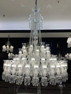 Multi Layer Chrome Crystal Chandelier in French Style with Romantic Branch Flowers for Grand Hallway and