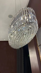 Modern Silver Ceiling Round / rectangle Crystal Chandelier Set for Living Room / dining Room / Bedroom