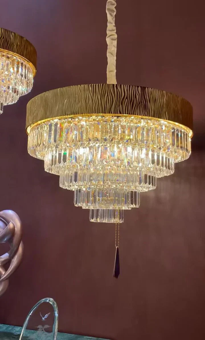 New Modern Gold Round / oval Light Luxury Ceiling Crystal Chandelier Set for Living Room / dining Room