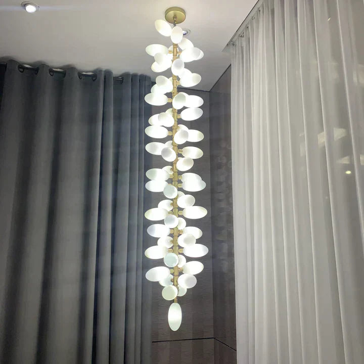 Nordic Art Long Magnolia Alba Glass Ceiling Chandelier for Staircase / hallway / entryway Light