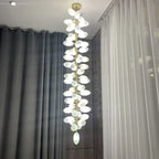 Nordic Art Long Magnolia Alba Glass Ceiling Chandelier for Staircase / hallway / entryway Light