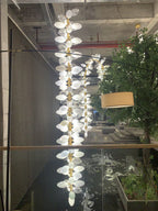 Nordic Art Long Magnolia Alba Glass Ceiling Chandelier for Staircase / hallway / entryway Light