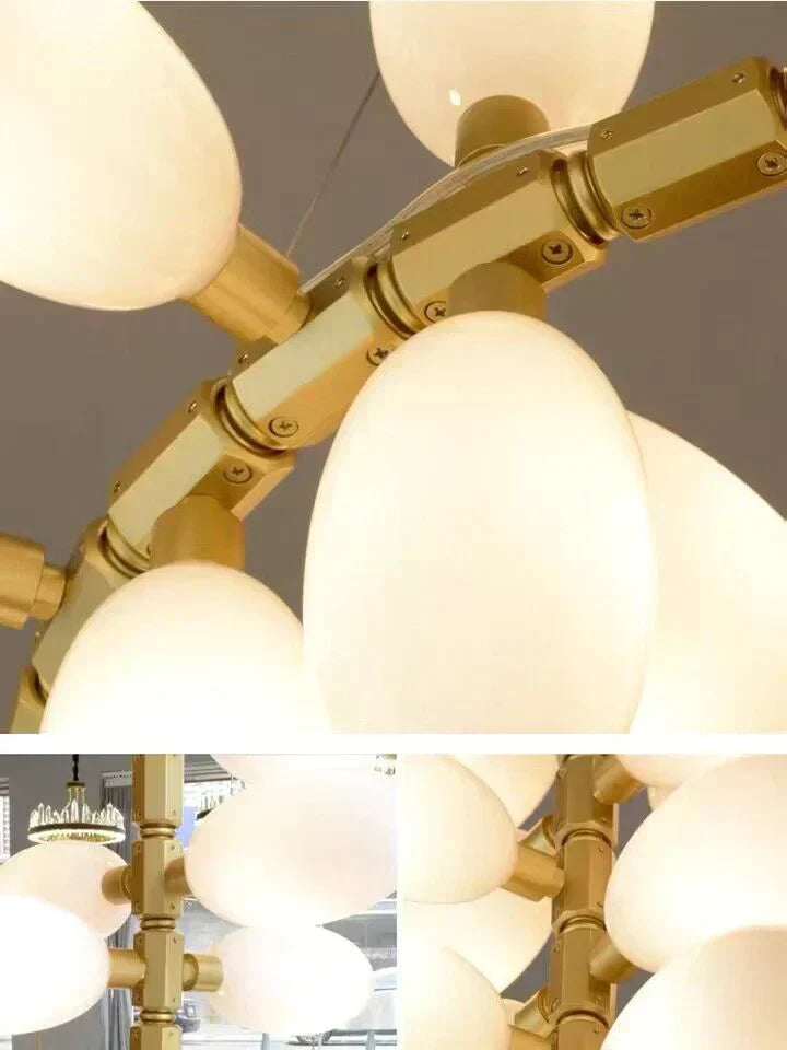 Nordic Art Long Magnolia Alba Glass Ceiling Chandelier for Staircase / hallway / entryway Light