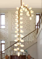 Nordic Art Long Magnolia Alba Glass Ceiling Chandelier for Staircase / hallway / entryway Light