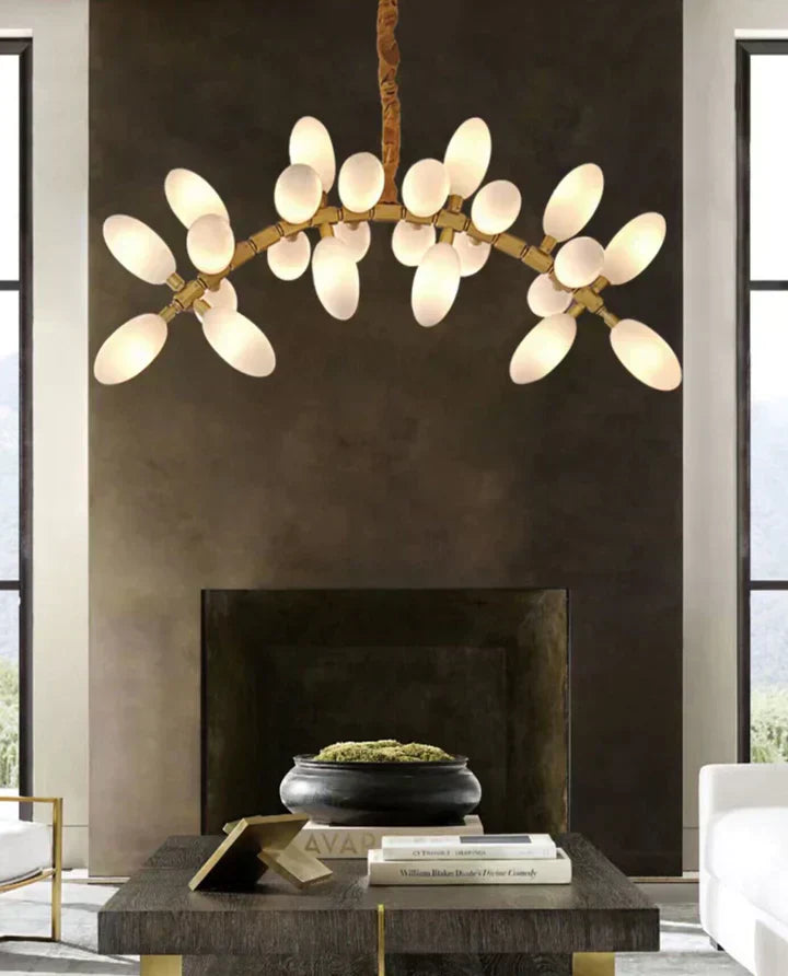 Nordic Art Long Magnolia Alba Glass Ceiling Chandelier for Staircase / hallway / entryway Light