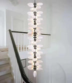 Nordic Art Long Magnolia Alba Glass Ceiling Chandelier for Staircase / hallway / entryway Light