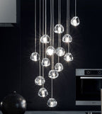 American Cascade Spiral Cherry Crystal Air Bubbles Pendant Chandelier for Staircase