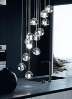 American Cascade Spiral Cherry Crystal Air Bubbles Pendant Chandelier for Staircase
