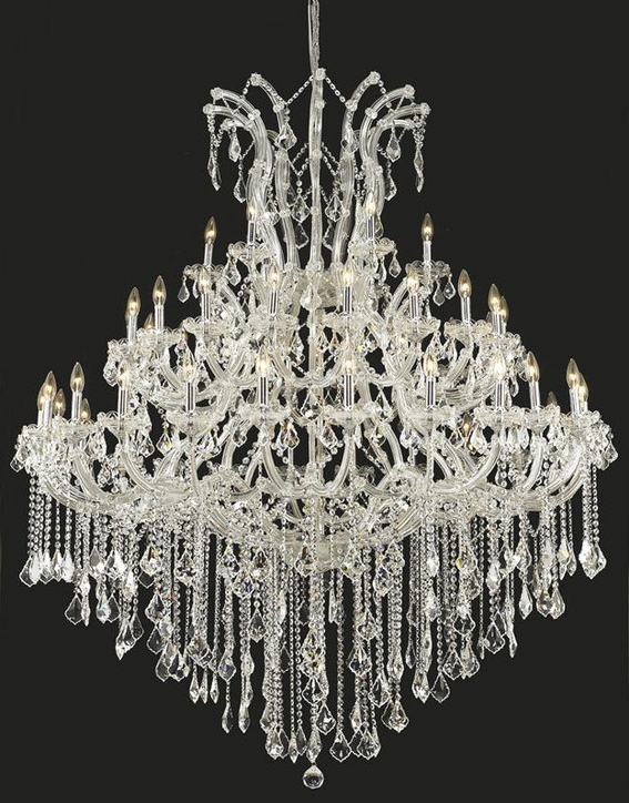 Oversized European Chrome Classic Candle Branch Crystal Chandelier for 2-Story / duplex Buildings