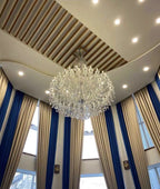 Oversized Luxury Traditional Gold / chrome Candle Branch Crystal Chandelier for 2-Story / duplex Buildings
