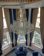 Oversized Luxury Traditional Gold / chrome Candle Branch Crystal Chandelier for 2-Story / duplex Buildings