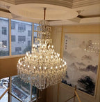 Oversized Luxury Traditional Gold / chrome Candle Branch Crystal Chandelier for 2-Story / duplex Buildings
