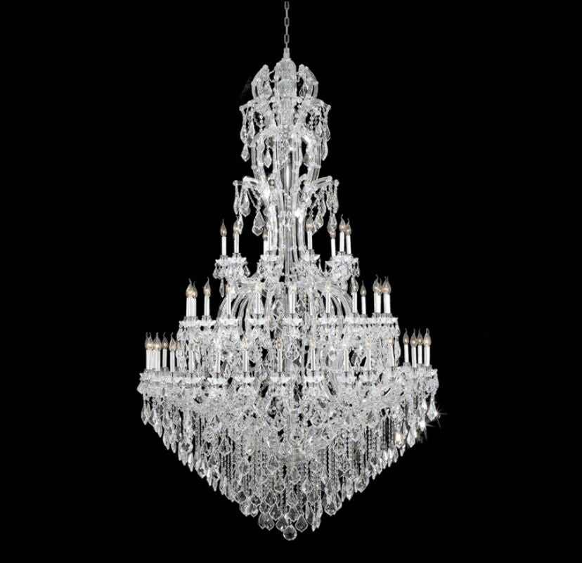 Oversized Luxury Traditional Gold / chrome Candle Branch Crystal Chandelier for 2-Story / duplex Buildings