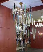 Verdant Crystal Colored Branch Column Chandelier