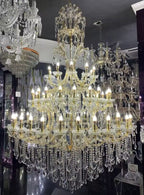 Oversized Luxury Traditional Gold / chrome Candle Branch Crystal Chandelier for 2-Story / duplex Buildings