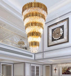 Extra Large Modern Multilayer Pendant Chandelier in Gold Finish Luxury Light for Large Staircase / duplex /