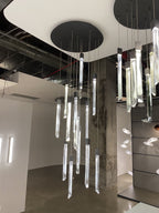 Modern Ash Black Round / rectangle Crystal Sticks Chandelier for Dining Room / living Room / staircase