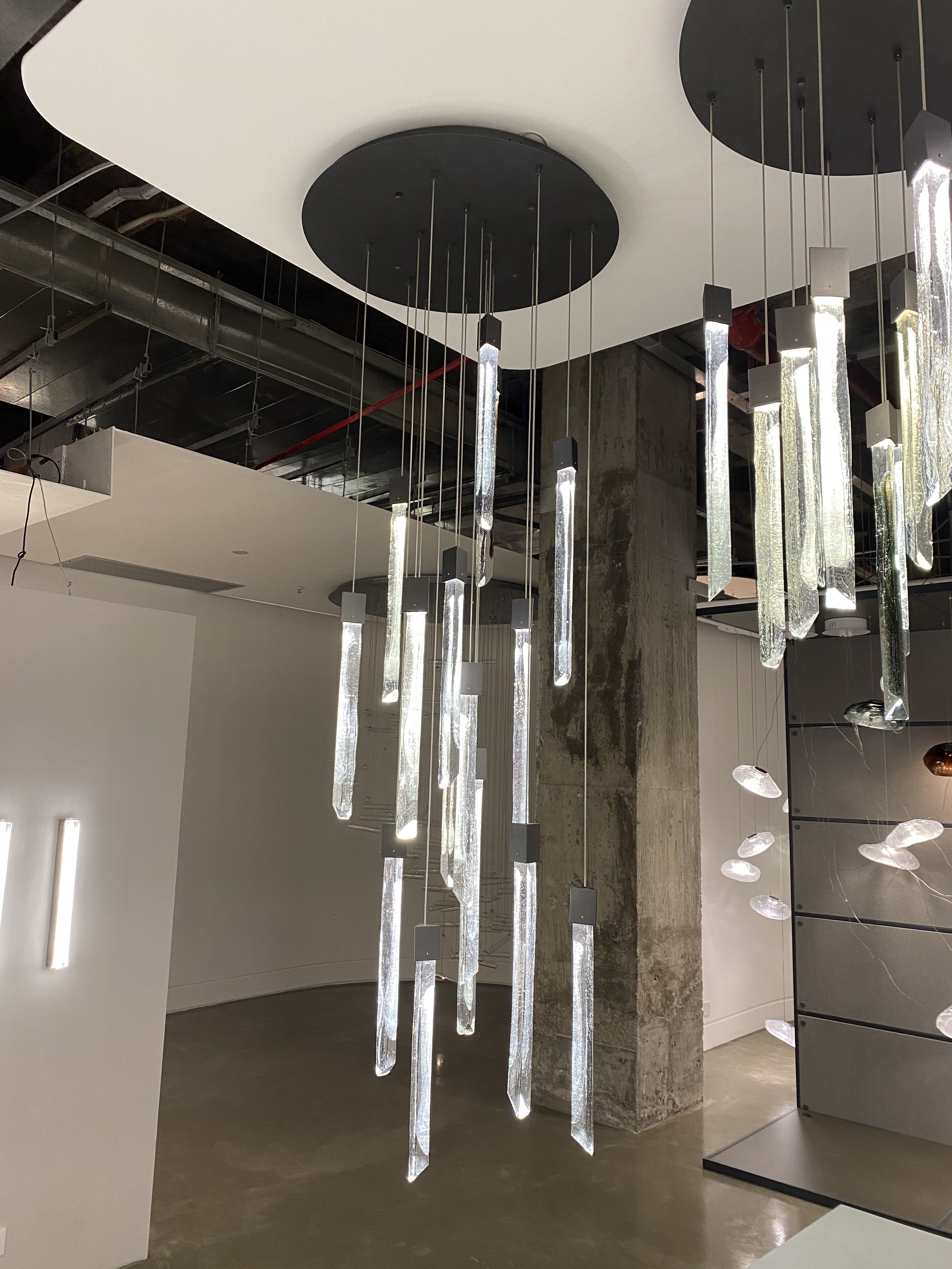 Modern Ash Black Round / rectangle Crystal Sticks Chandelier for Dining Room / living Room / staircase